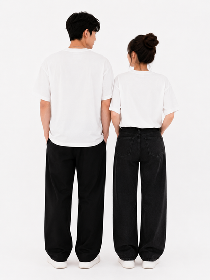 Fire & Water Pocket Graphic Matching Couple T-Shirt