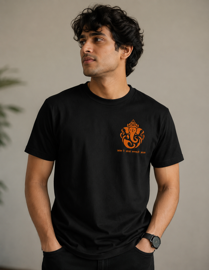 Aala Re Aala Ganpati Aala | Lord Ganesha Minimalist Graphic T-Shirt | Spiritual Festival Tee