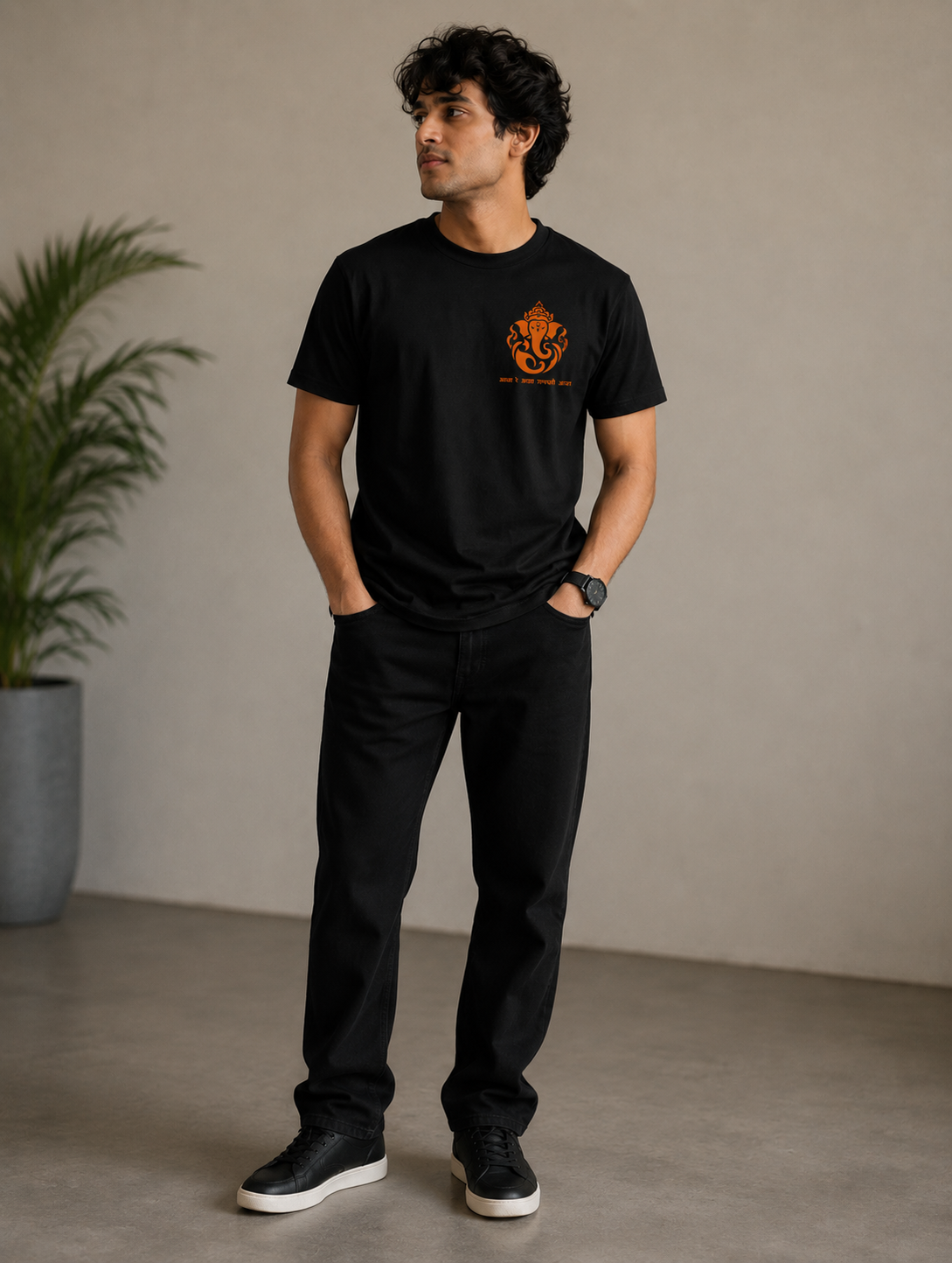 Aala Re Aala Ganpati Aala | Lord Ganesha Minimalist Graphic T-Shirt | Spiritual Festival Tee