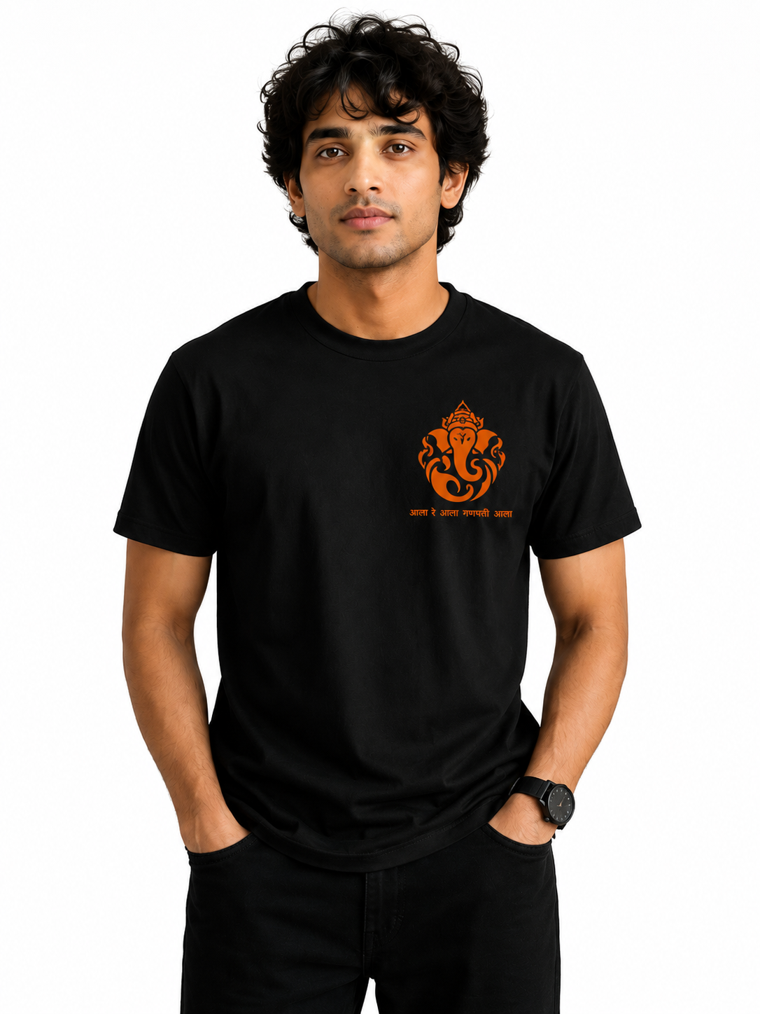 Aala Re Aala Ganpati Aala | Lord Ganesha Minimalist Graphic T-Shirt | Spiritual Festival Tee