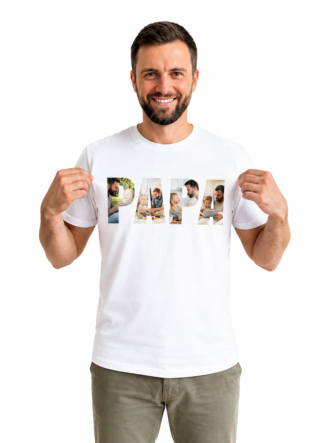 Personalized PAPA Photo T-Shirt | Custom Family Photo Printed T-Shirt for Dad | Father’s Day Gift