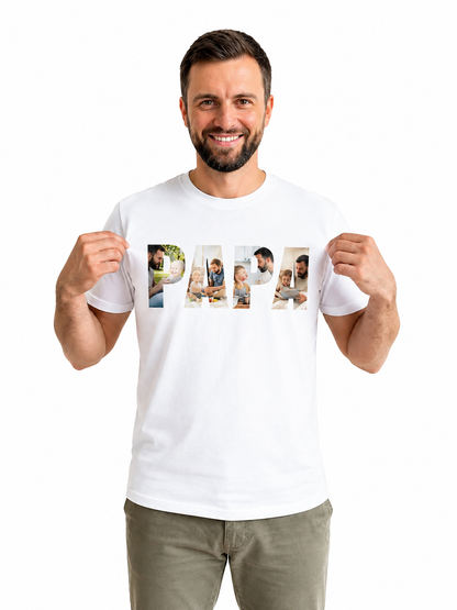 Personalized PAPA Photo T-Shirt | Custom Family Photo Printed T-Shirt for Dad | Father’s Day Gift