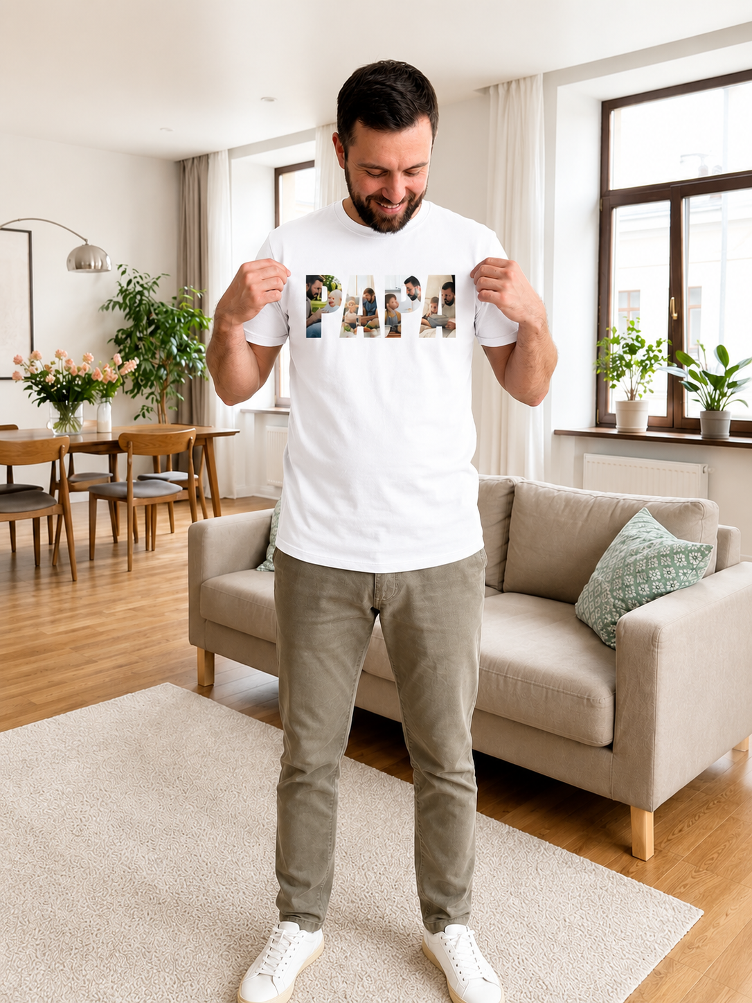 Personalized PAPA Photo T-Shirt | Custom Family Photo Printed T-Shirt for Dad | Father’s Day Gift