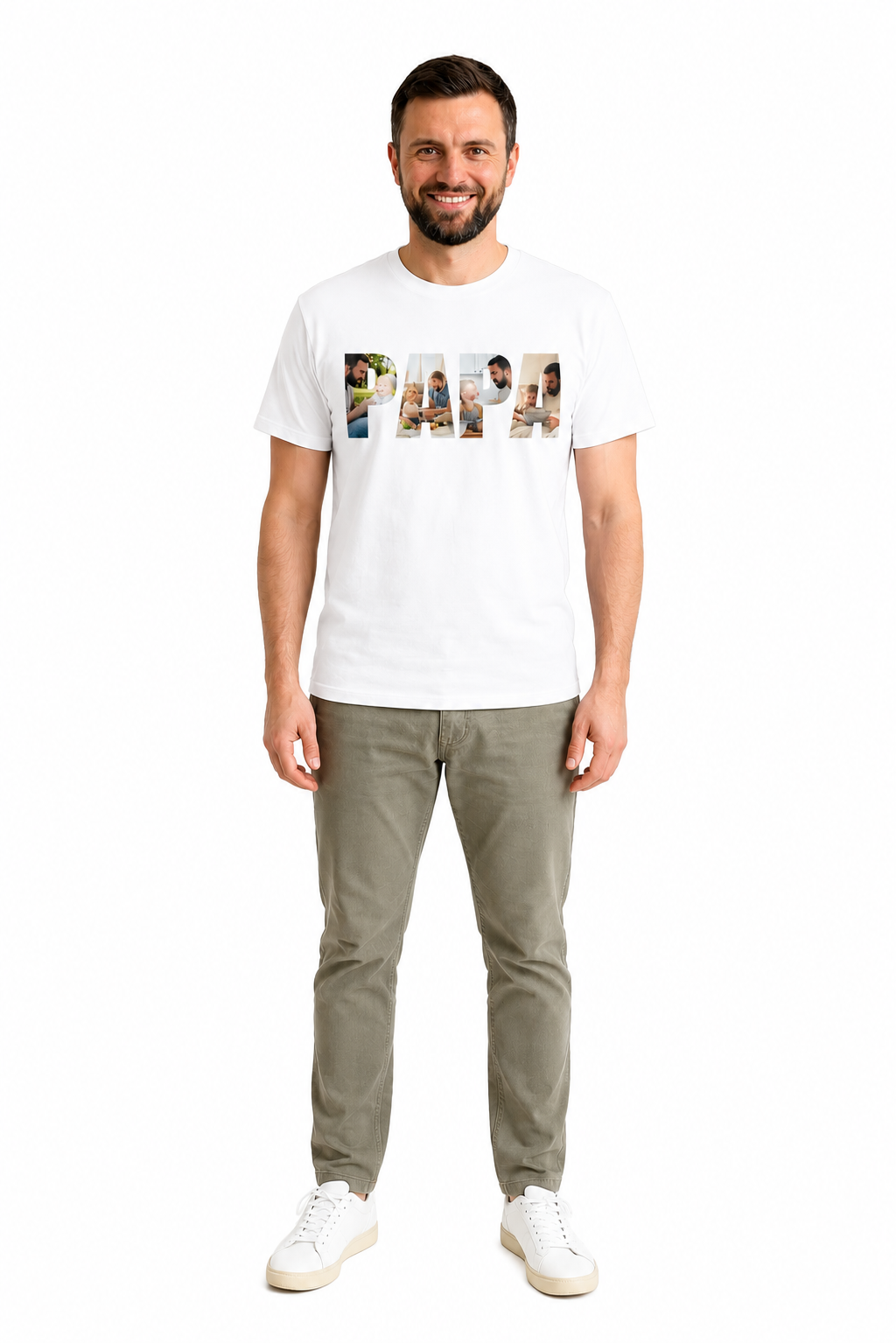 Personalized PAPA Photo T-Shirt | Custom Family Photo Printed T-Shirt for Dad | Father’s Day Gift