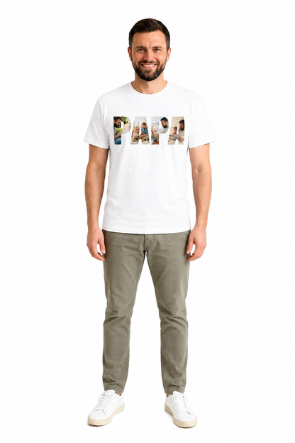 Personalized PAPA Photo T-Shirt | Custom Family Photo Printed T-Shirt for Dad | Father’s Day Gift