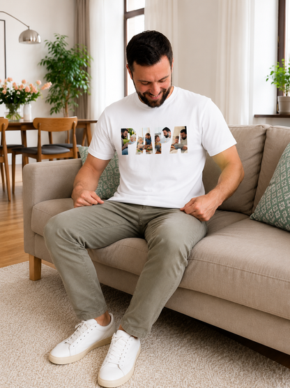 Personalized PAPA Photo T-Shirt | Custom Family Photo Printed T-Shirt for Dad | Father’s Day Gift