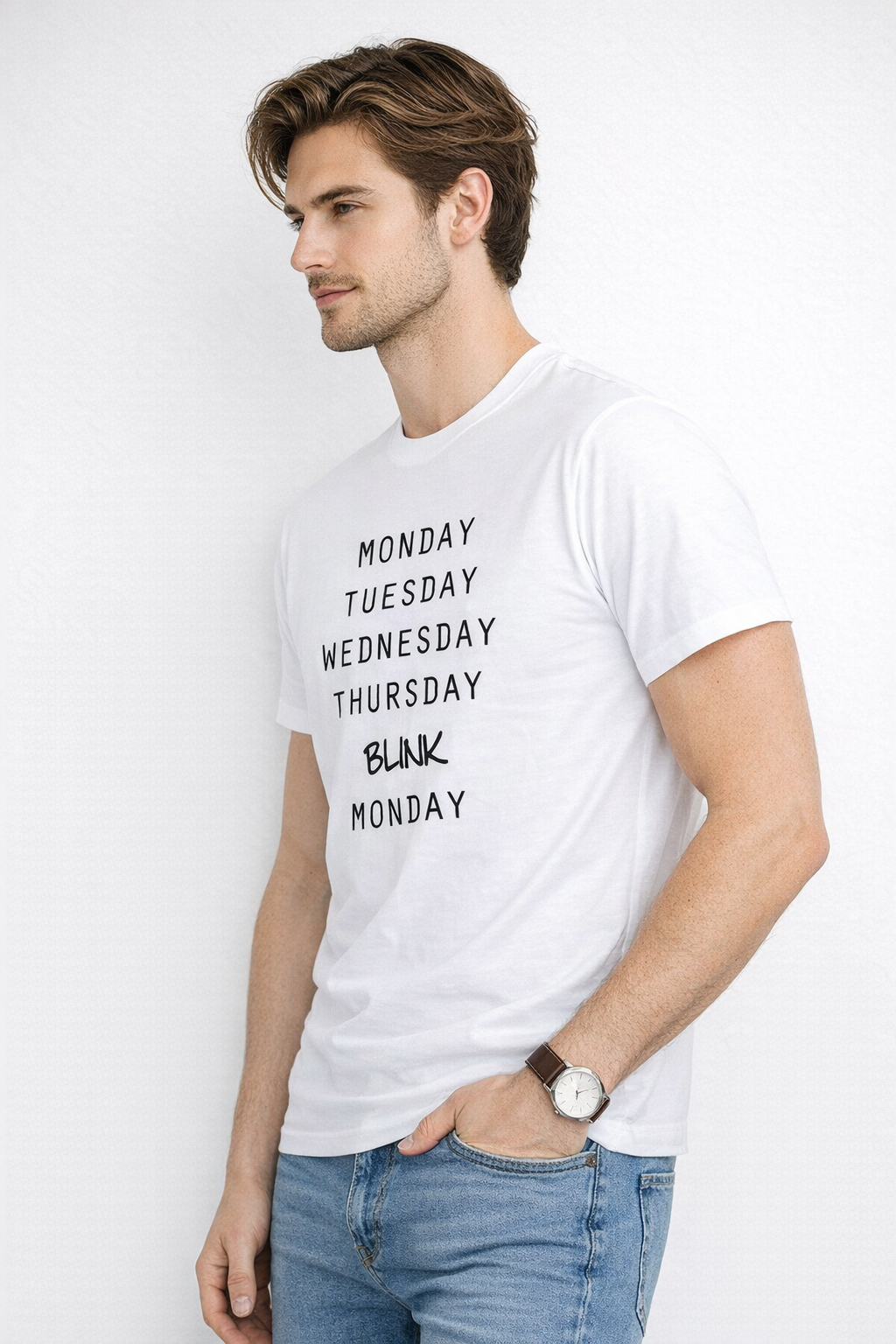 Pd Clori Blink Week Typography T-Shirt | Minimal Funny Graphic Tee