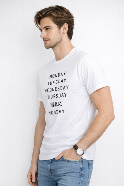 Pd Clori Blink Week Typography T-Shirt | Minimal Funny Graphic Tee