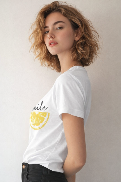 Pd Clori Smile Minimal Graphic T-Shirt | Cute Aesthetic White Tee for Women