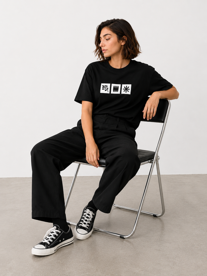 Black Minimal Abstract Graphic T-Shirt for Women | Aesthetic Casual Tee by Pd Clori