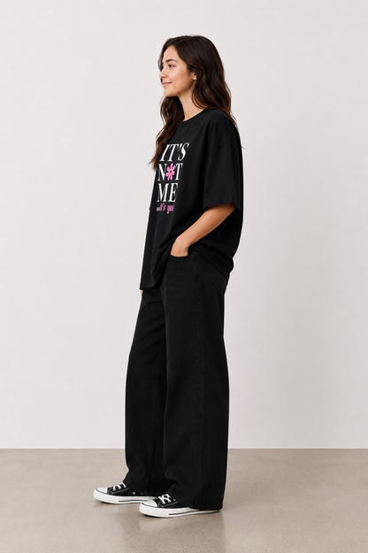 Black “It’s Not Me, It’s You” Oversized Graphic T-Shirt for Women | Trendy Casual Tee by Pd Clori