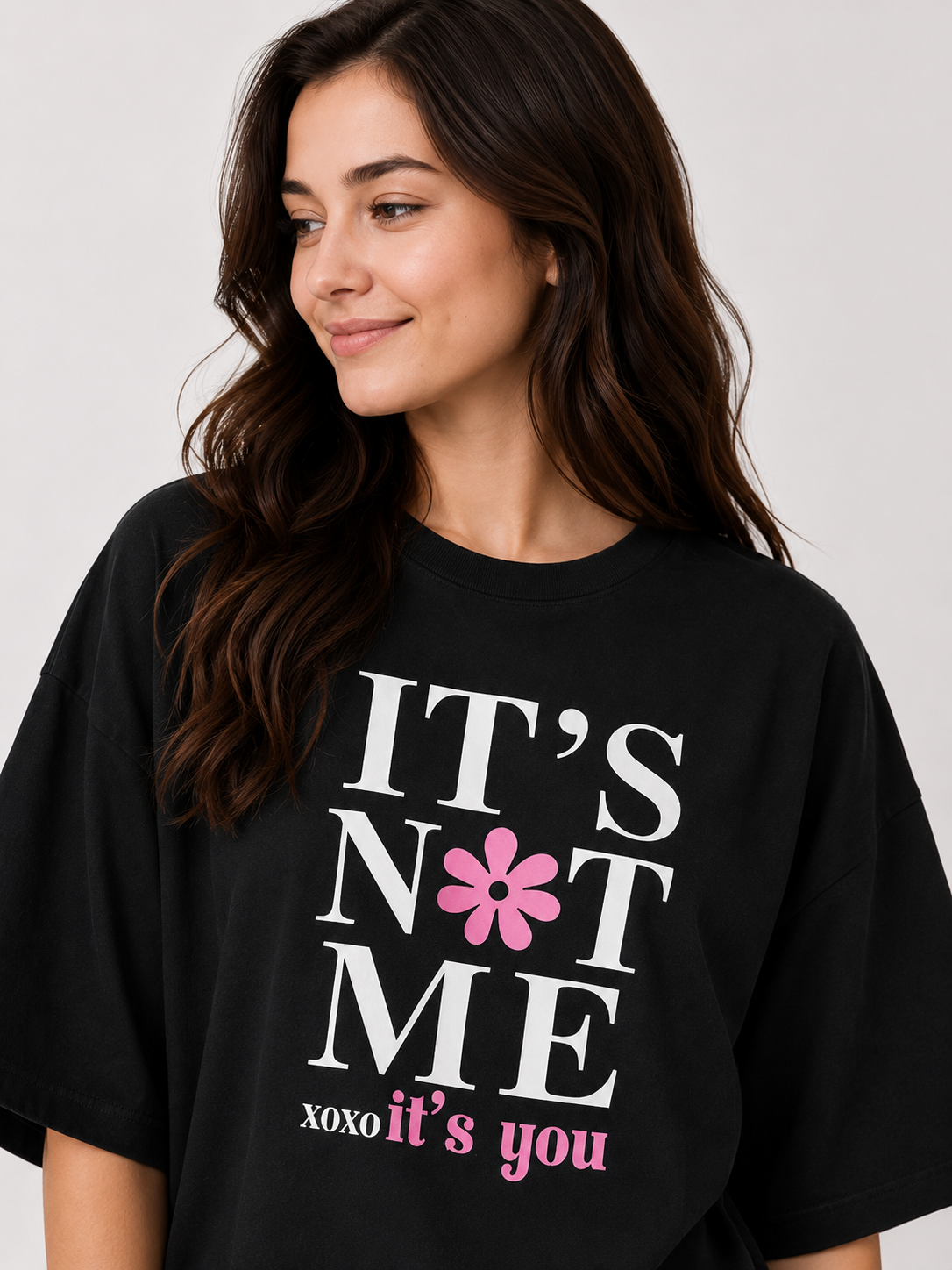 Black “It’s Not Me, It’s You” Oversized Graphic T-Shirt for Women | Trendy Casual Tee by Pd Clori