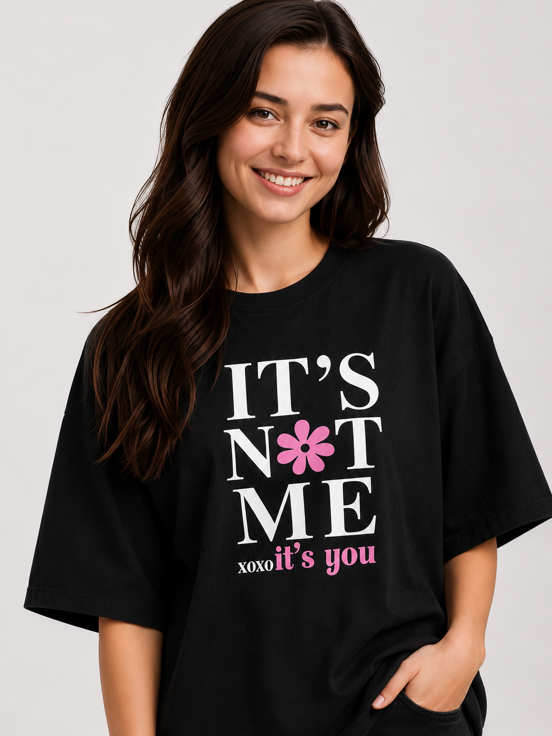 Black “It’s Not Me, It’s You” Oversized Graphic T-Shirt for Women | Trendy Casual Tee by Pd Clori