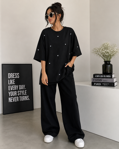 Black Butterfly Print Oversized T-Shirt for Women | Aesthetic Casual Tee by Pd Clori