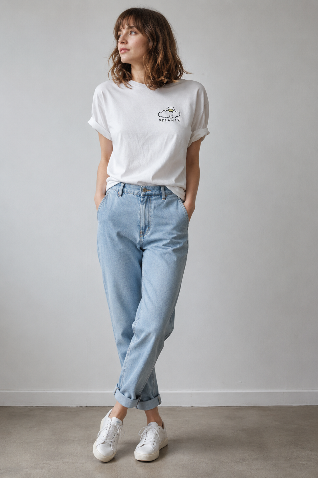 Dreamer Cloud Graphic T-Shirt for Women | Minimalist Inspirational Casual Cotton Tee