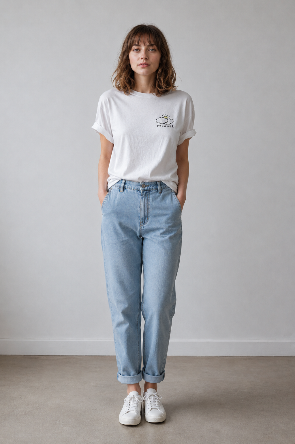 Dreamer Cloud Graphic T-Shirt for Women | Minimalist Inspirational Casual Cotton Tee