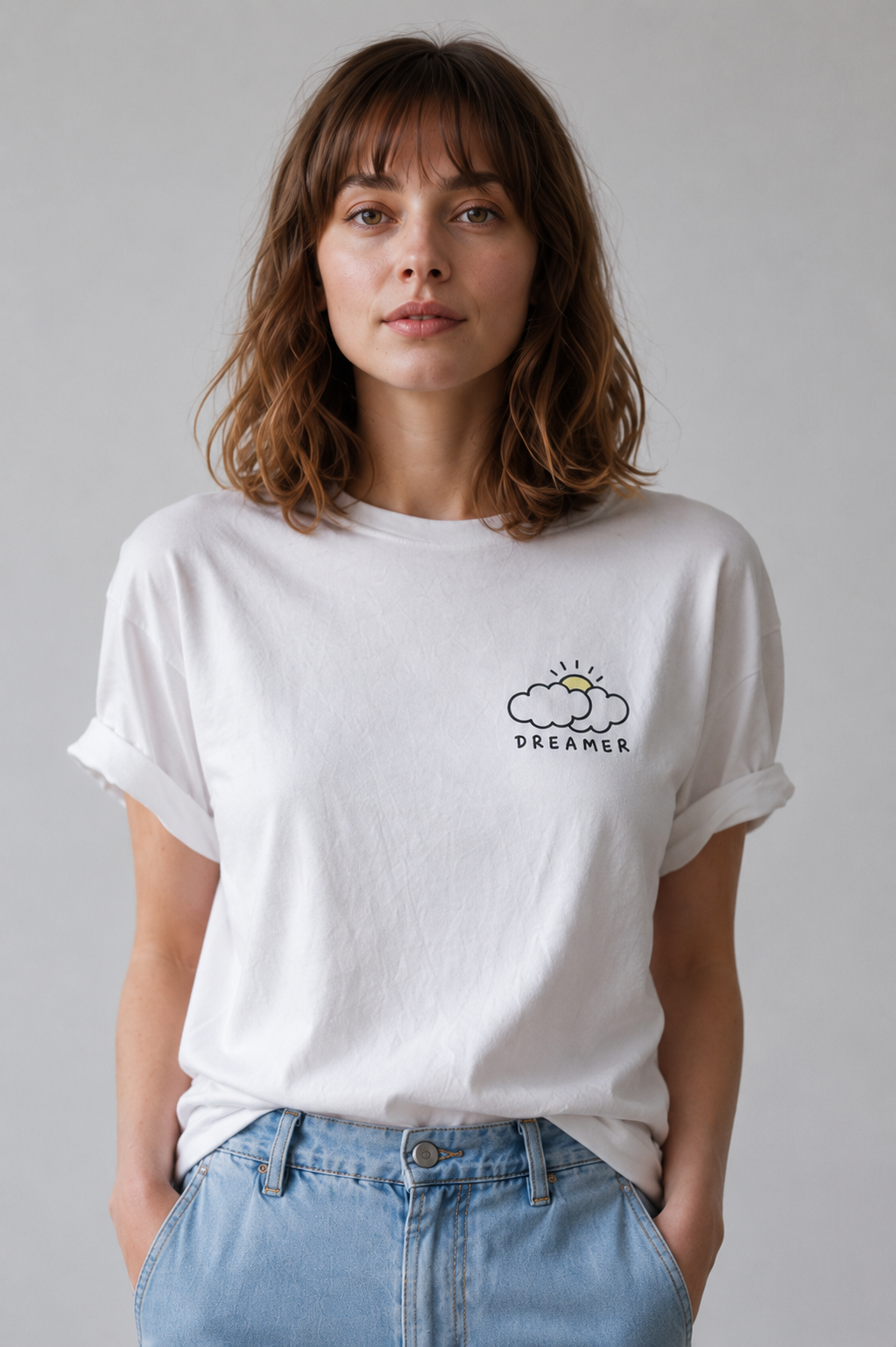 Dreamer Cloud Graphic T-Shirt for Women | Minimalist Inspirational Casual Cotton Tee