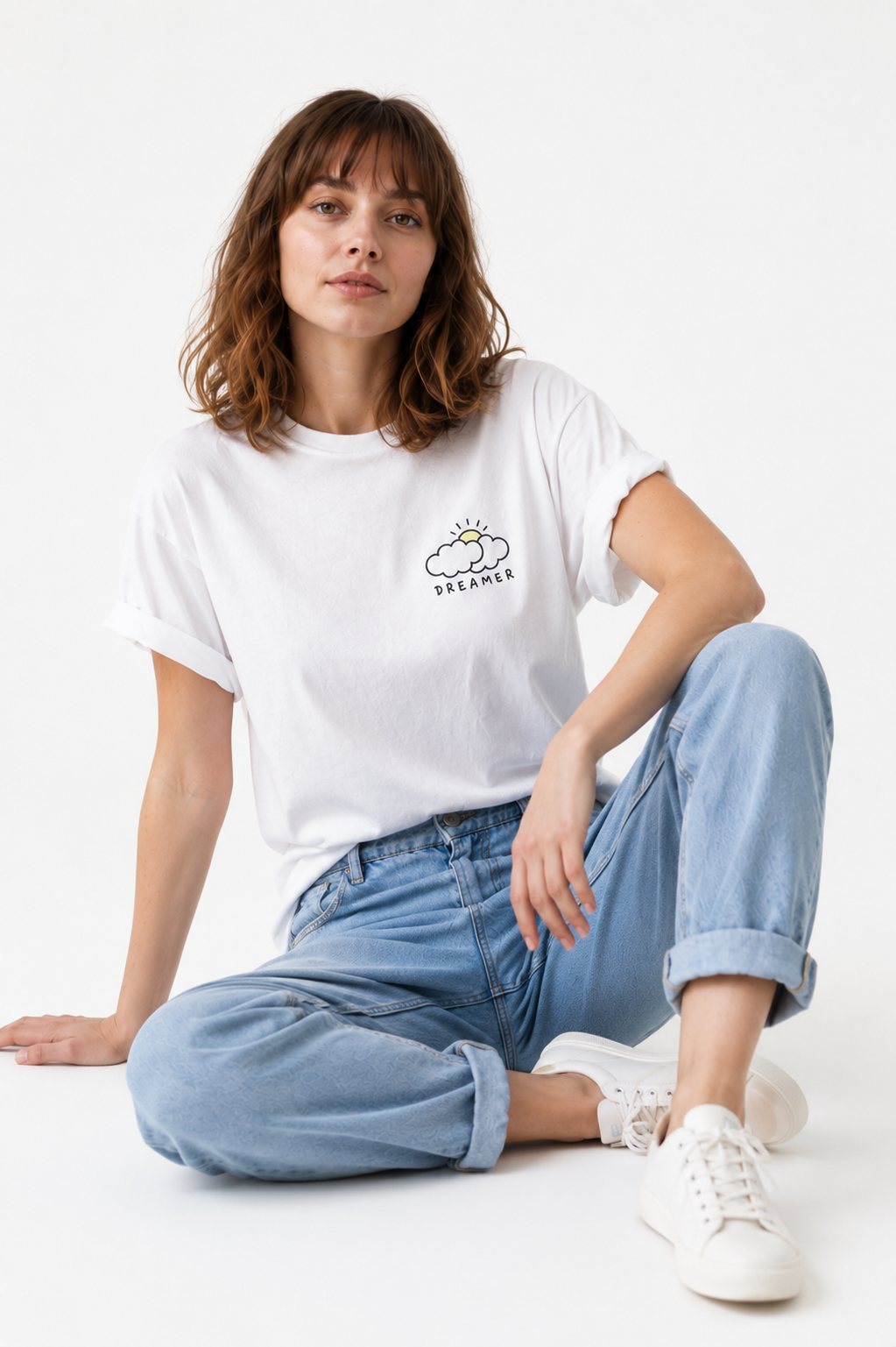 Dreamer Cloud Graphic T-Shirt for Women | Minimalist Inspirational Casual Cotton Tee