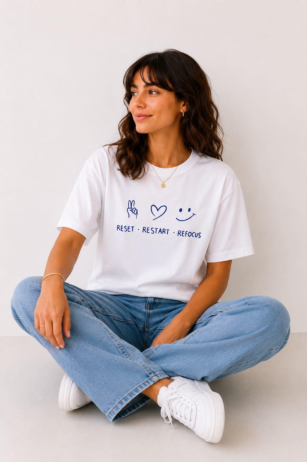Reset Restart Refocus T-Shirt | Motivational Graphic Tee for Women | Positive Mindset Oversized Shirt