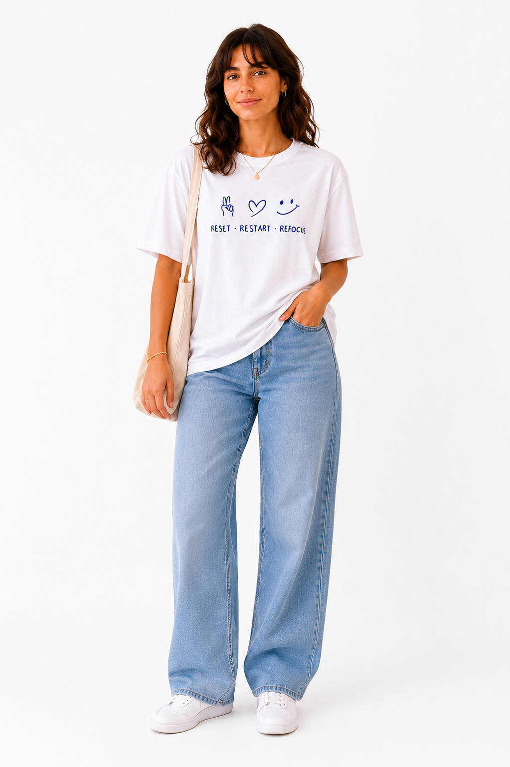 Reset Restart Refocus T-Shirt | Motivational Graphic Tee for Women | Positive Mindset Oversized Shirt