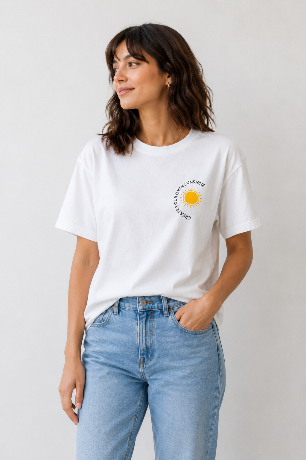 Create Your Own Sunshine Graphic T-Shirt for Women – Minimalist Positive Vibes Tee | Casual Inspirational Cotton Top