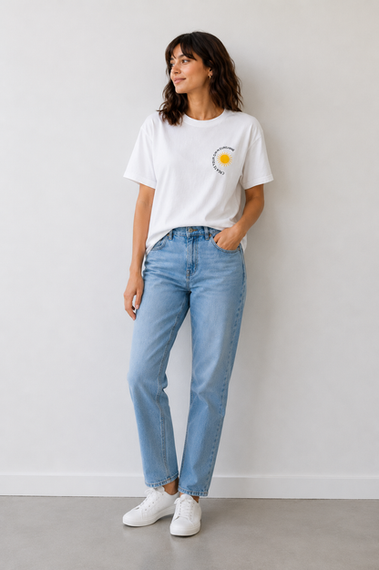 Create Your Own Sunshine Graphic T-Shirt for Women – Minimalist Positive Vibes Tee | Casual Inspirational Cotton Top
