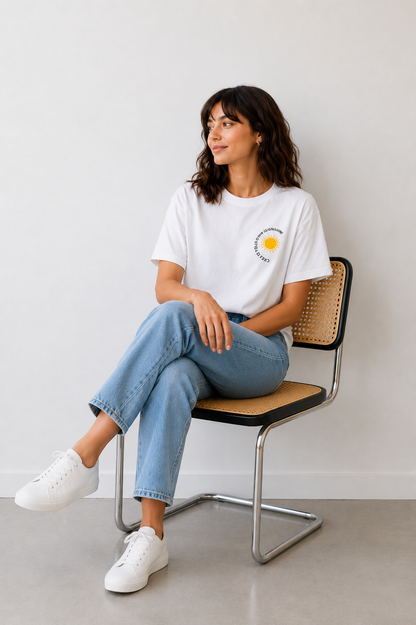 Create Your Own Sunshine Graphic T-Shirt for Women – Minimalist Positive Vibes Tee | Casual Inspirational Cotton Top