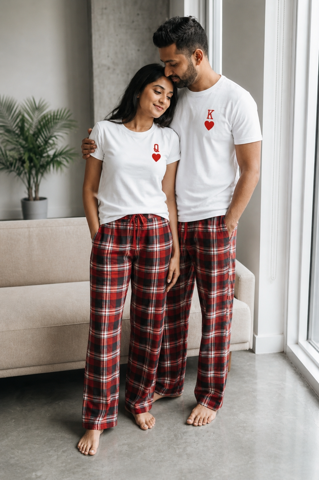 King & Queen Couple White T-Shirts for Men & Women | Matching Couple Tees by Pd Clori
