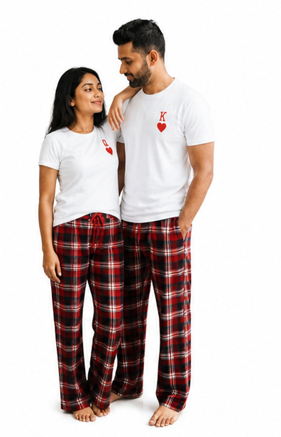 King & Queen Couple White T-Shirts for Men & Women | Matching Couple Tees by Pd Clori