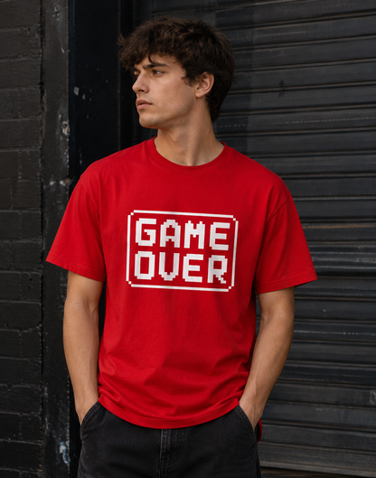Game Over Gamer Graphic T-Shirt for Men – Retro Pixel Gaming Tee | Casual Gaming Shirt