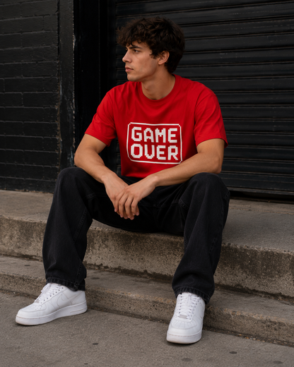 Game Over Gamer Graphic T-Shirt for Men – Retro Pixel Gaming Tee | Casual Gaming Shirt