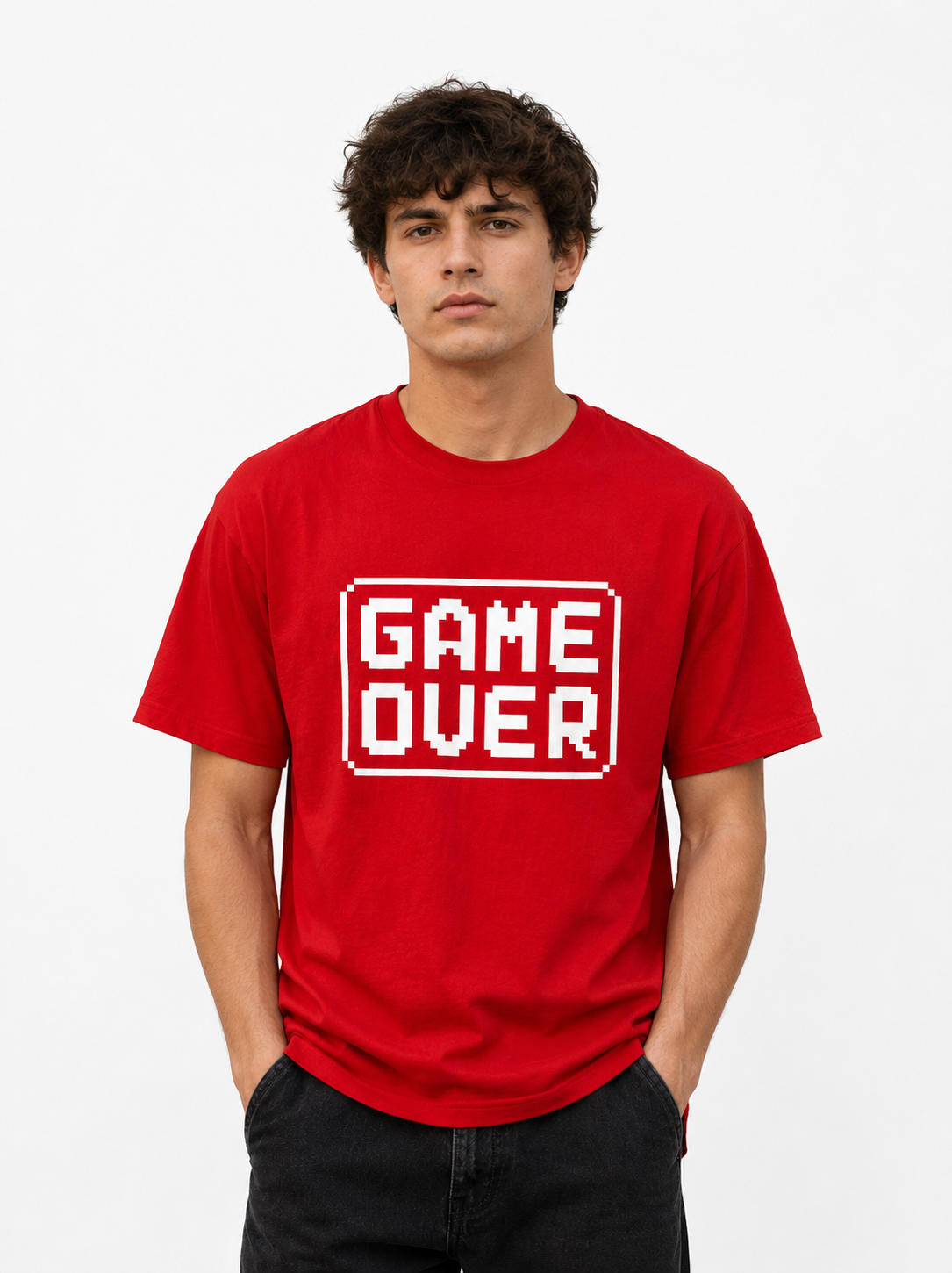 Game Over Gamer Graphic T-Shirt for Men – Retro Pixel Gaming Tee | Casual Gaming Shirt