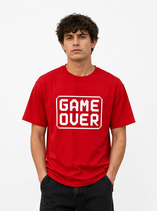 Game Over Gamer Graphic T-Shirt for Men – Retro Pixel Gaming Tee | Casual Gaming Shirt