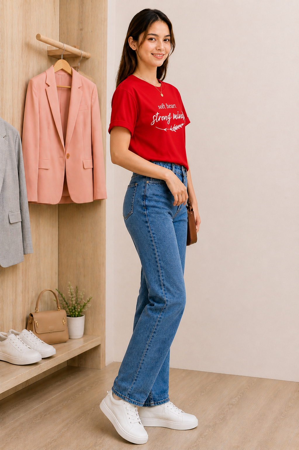 Pd Clori Soft Heart Strong Mind Blue Graphic T-Shirt for Women