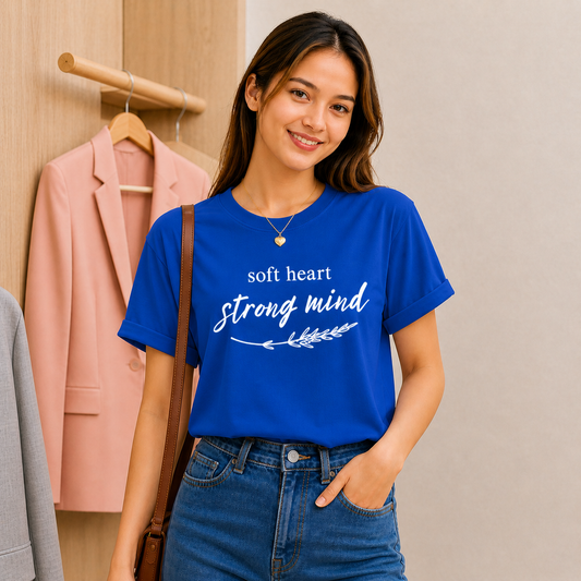 Pd Clori Soft Heart Strong Mind Blue Graphic T-Shirt for Women