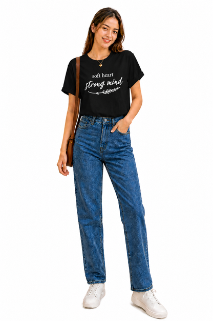 Pd Clori Soft Heart Strong Mind Blue Graphic T-Shirt for Women