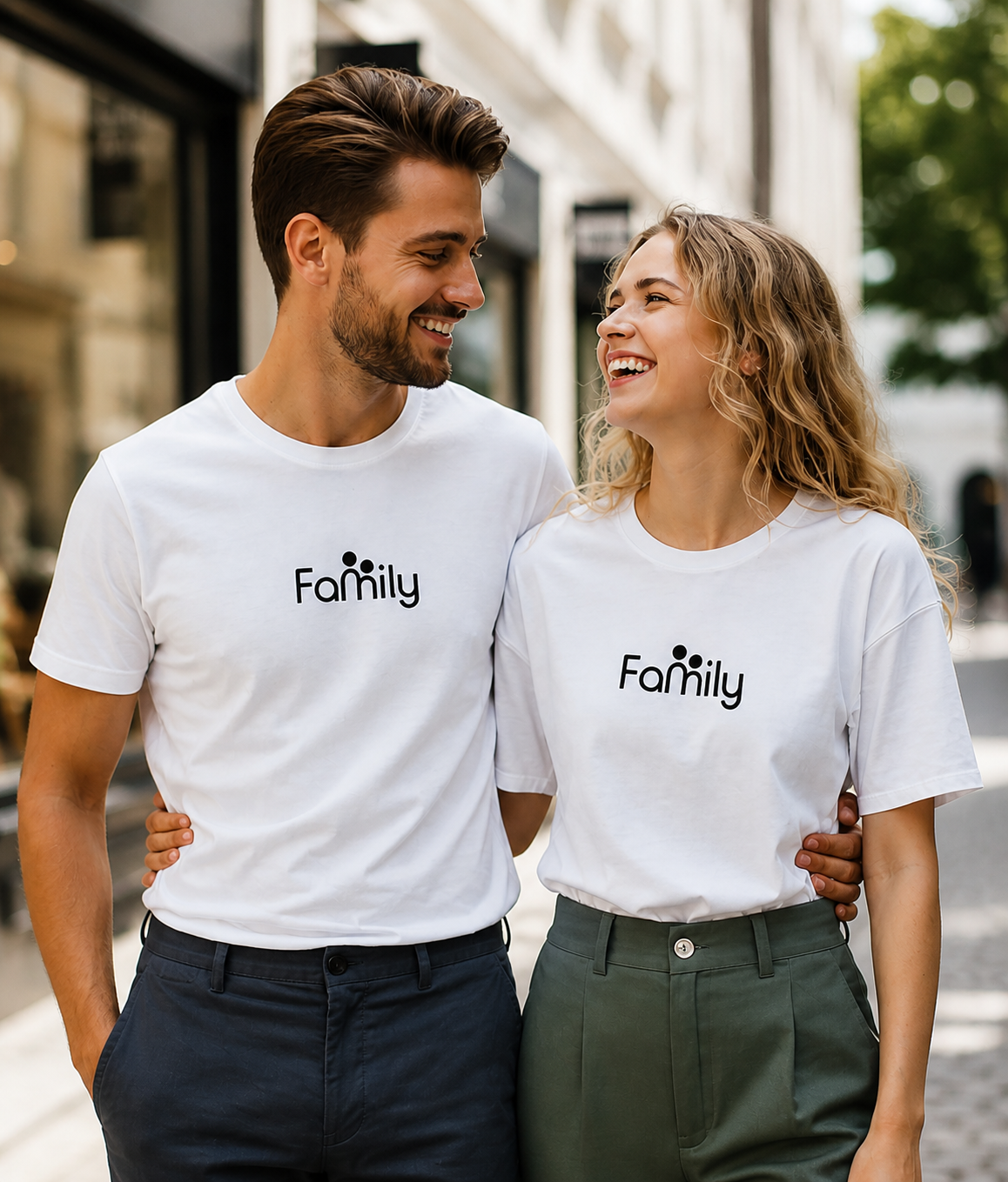 Pd Clori Family Matching White Couple T-Shirts