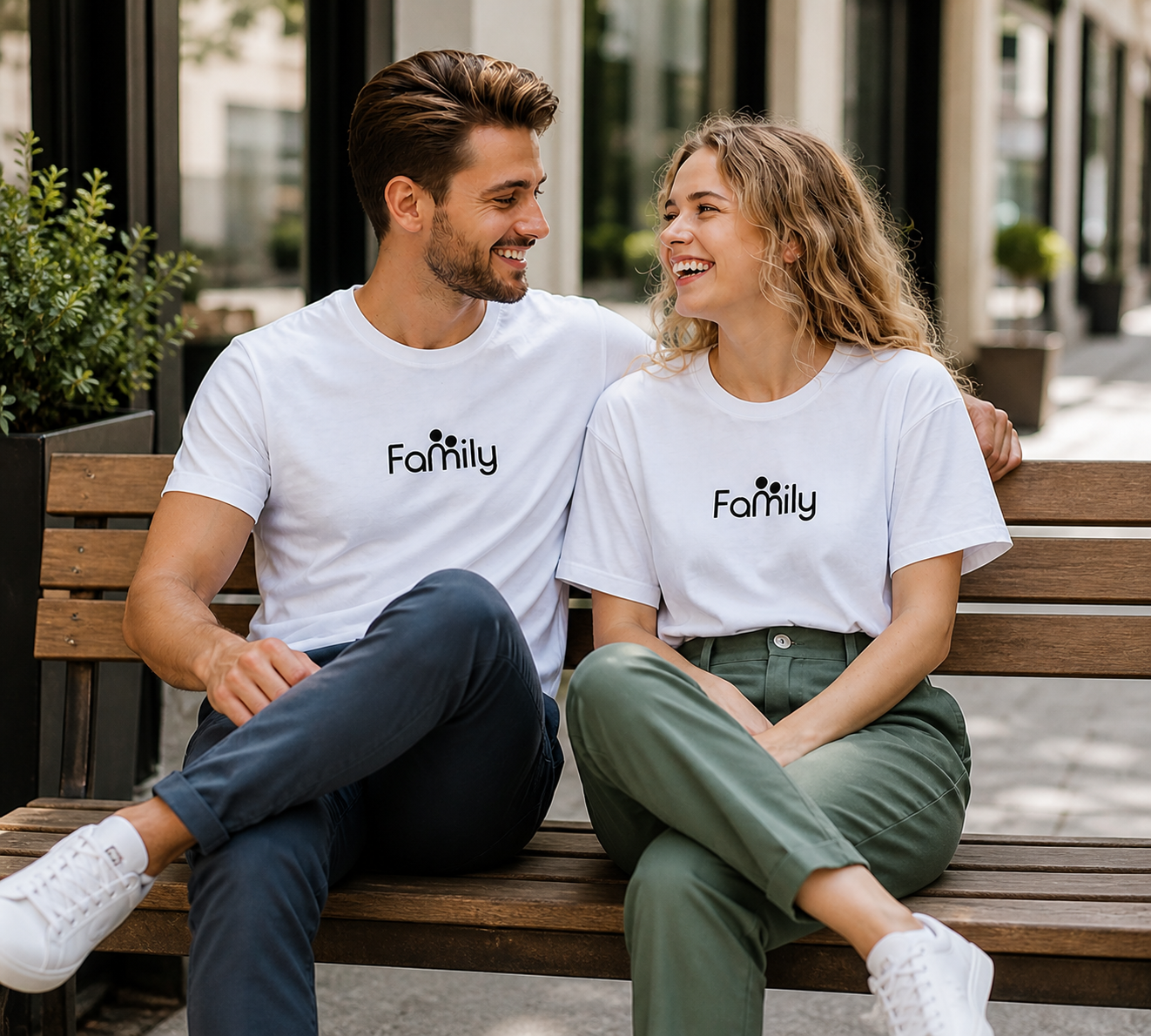 Pd Clori Family Matching White Couple T-Shirts