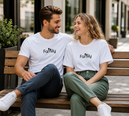 Pd Clori Family Matching White Couple T-Shirts