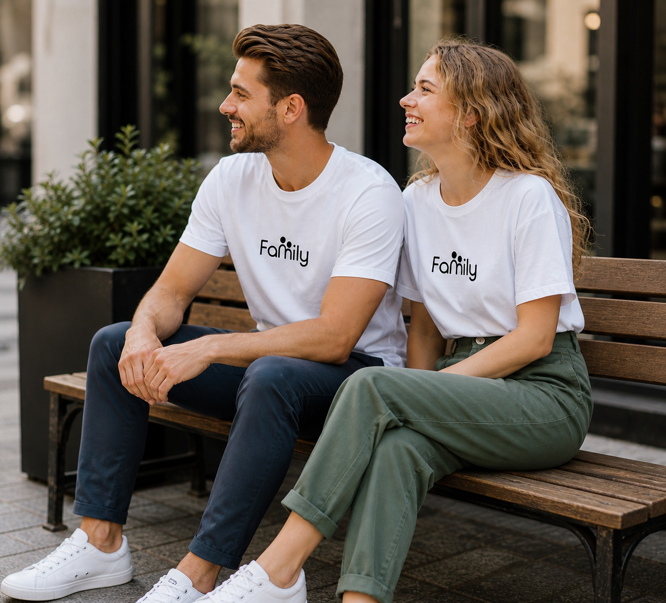 Pd Clori Family Matching White Couple T-Shirts