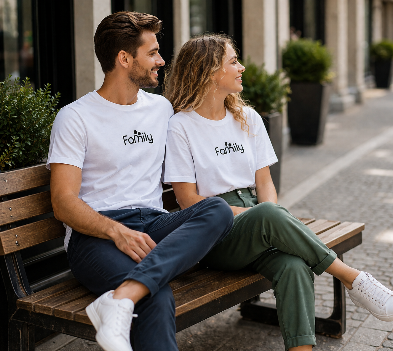 Pd Clori Family Matching White Couple T-Shirts