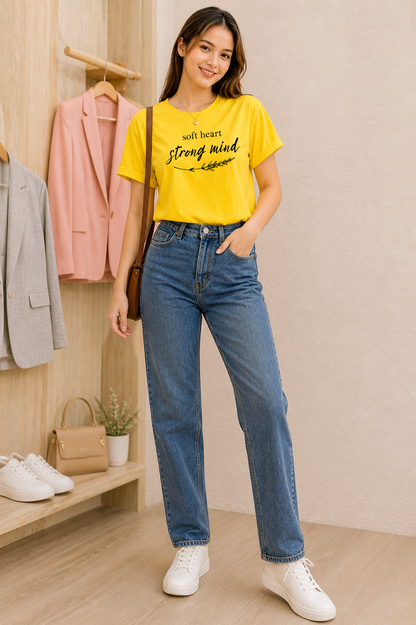 Pd Clori Soft Heart Strong Mind Blue Graphic T-Shirt for Women