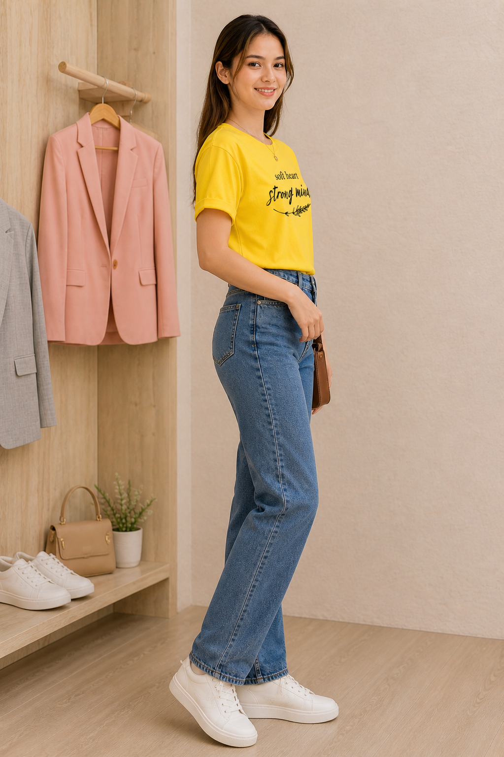 Pd Clori Soft Heart Strong Mind Blue Graphic T-Shirt for Women