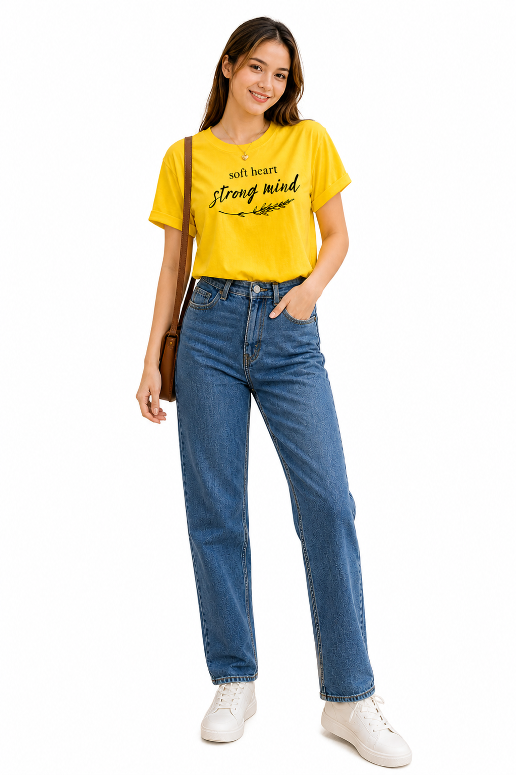 Pd Clori Soft Heart Strong Mind Blue Graphic T-Shirt for Women
