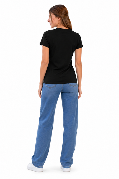 Black “Fall in Love Again and Again” Graphic T-Shirt for Women | Minimal Aesthetic Tee by Pd Clori