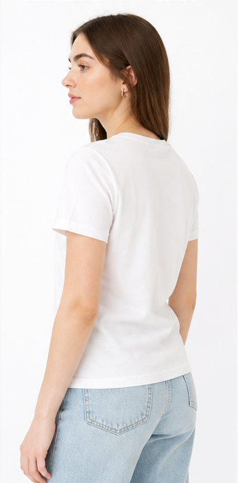 Women's White Heart Graphic T-Shirt | Premium Cotton Round Neck Casual Tee