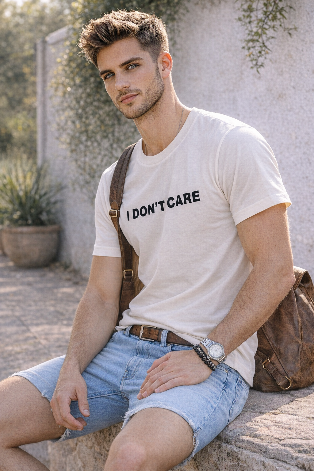 “I Don’t Care” Minimal Statement T-Shirt – Bold Casual Streetwear Tee for Men