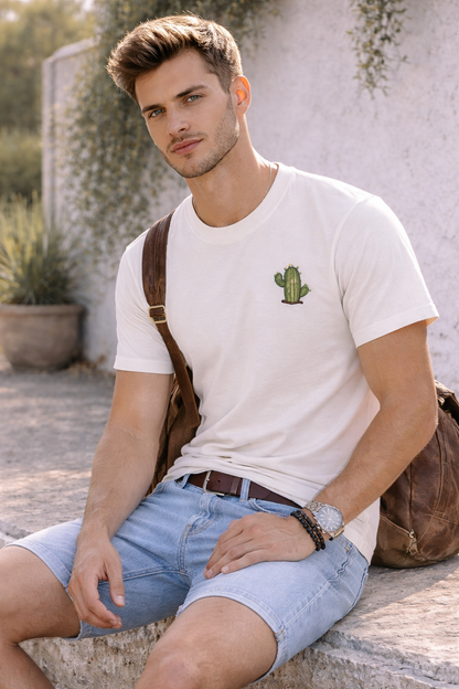 Minimal Cactus Graphic T-Shirt for Men – Premium Casual Everyday Tee