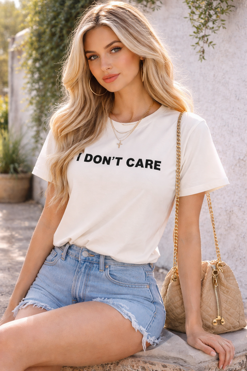“I Don’t Care” Minimal Statement T-Shirt – Effortless Bold Style