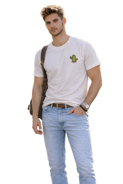 Minimal Cactus Graphic T-Shirt for Men – Premium Casual Everyday Tee